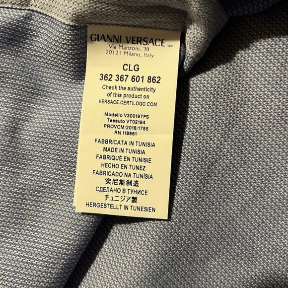 VERSACE COLLECTION Shirt Size 39 Trend  Button Up  Dressy Luxury Blue Print - Picture 12 of 13